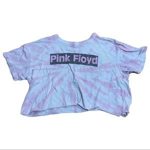 extra small pink and white tye dye pink floyd crop top
